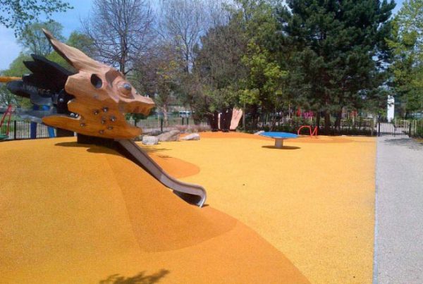 yellow themed wet pour