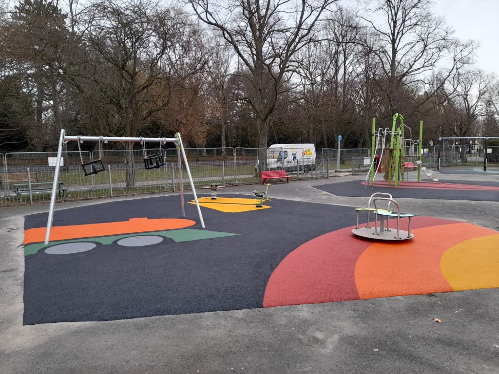 Train & Rainbow Design In Wet Pour By RTC Safety Surfacing
